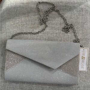 Vie & rose rhinestone envelope clutch nwt